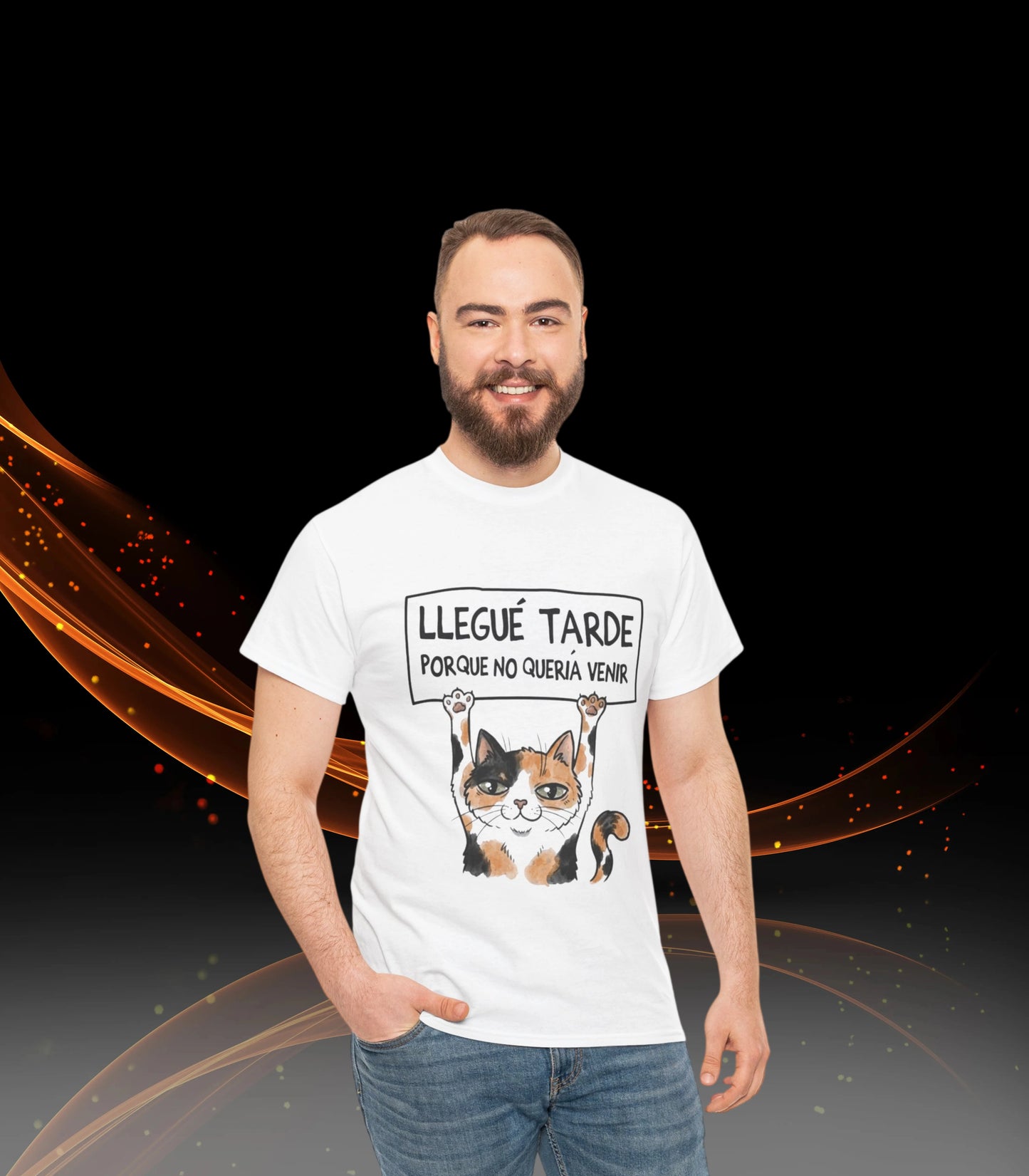 Camiseta Gato "Llegué tarde porque no quería venir" | T-Shirt Graciosa