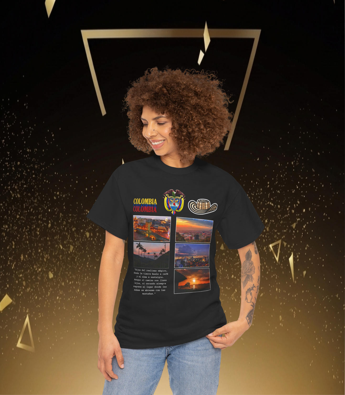 Colombia Travel Sunset Unisex Heavy Cottón