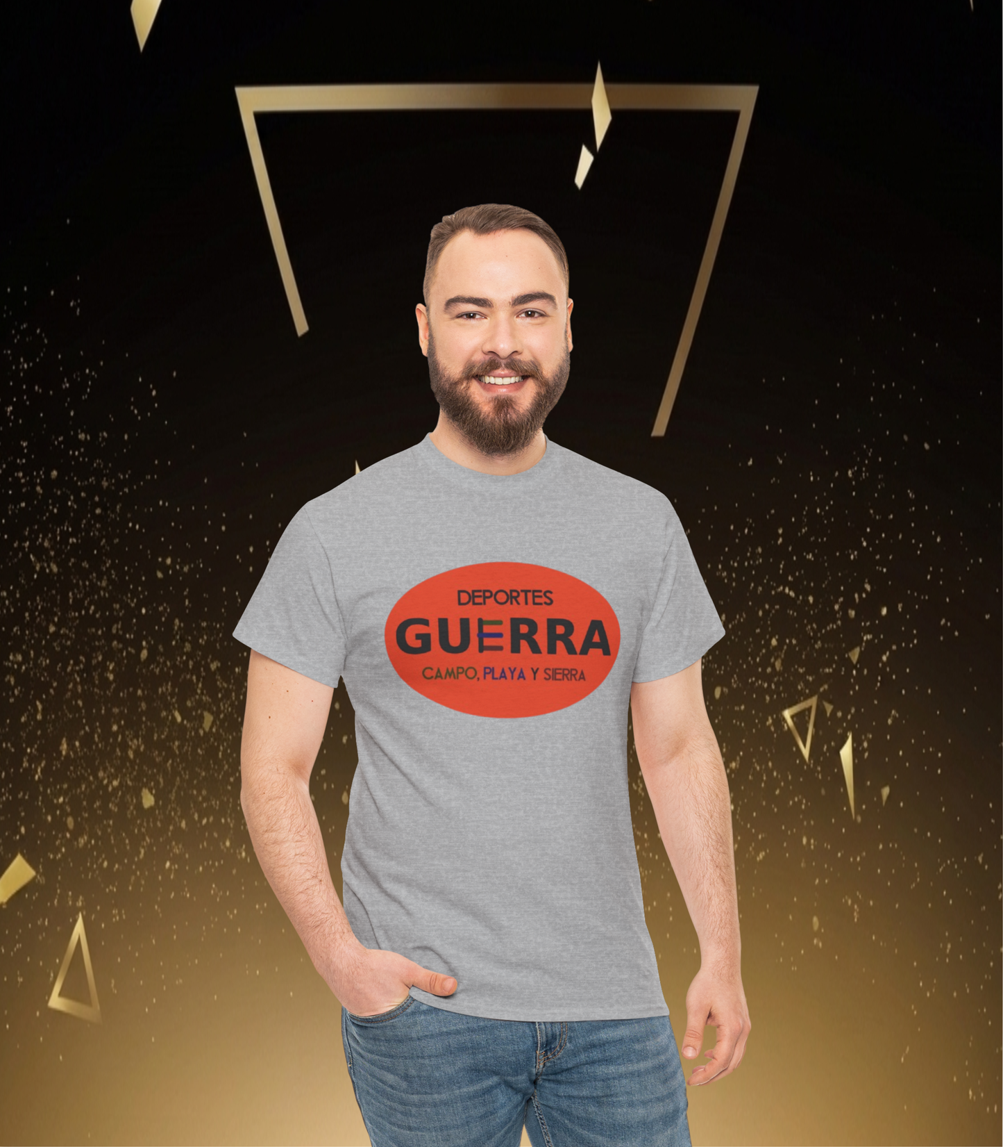 Divertida Camiseta Grafica "Deportes Guerra, Campo, Playa y Sierra" Estilo Unisex