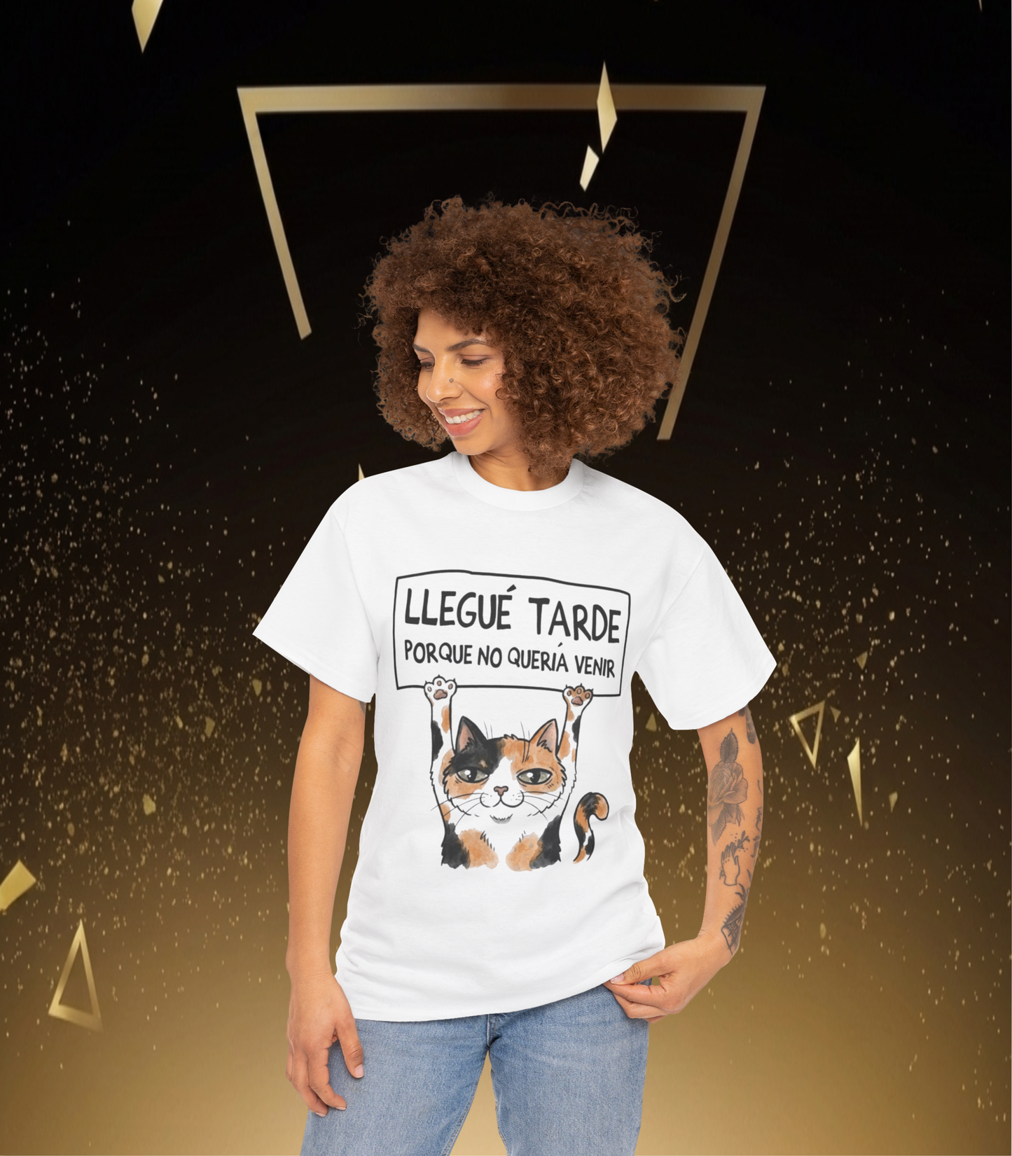 Divertida Camiseta Grafica Llegué Tarde Porque No Quería Venir" Unisex Heavy