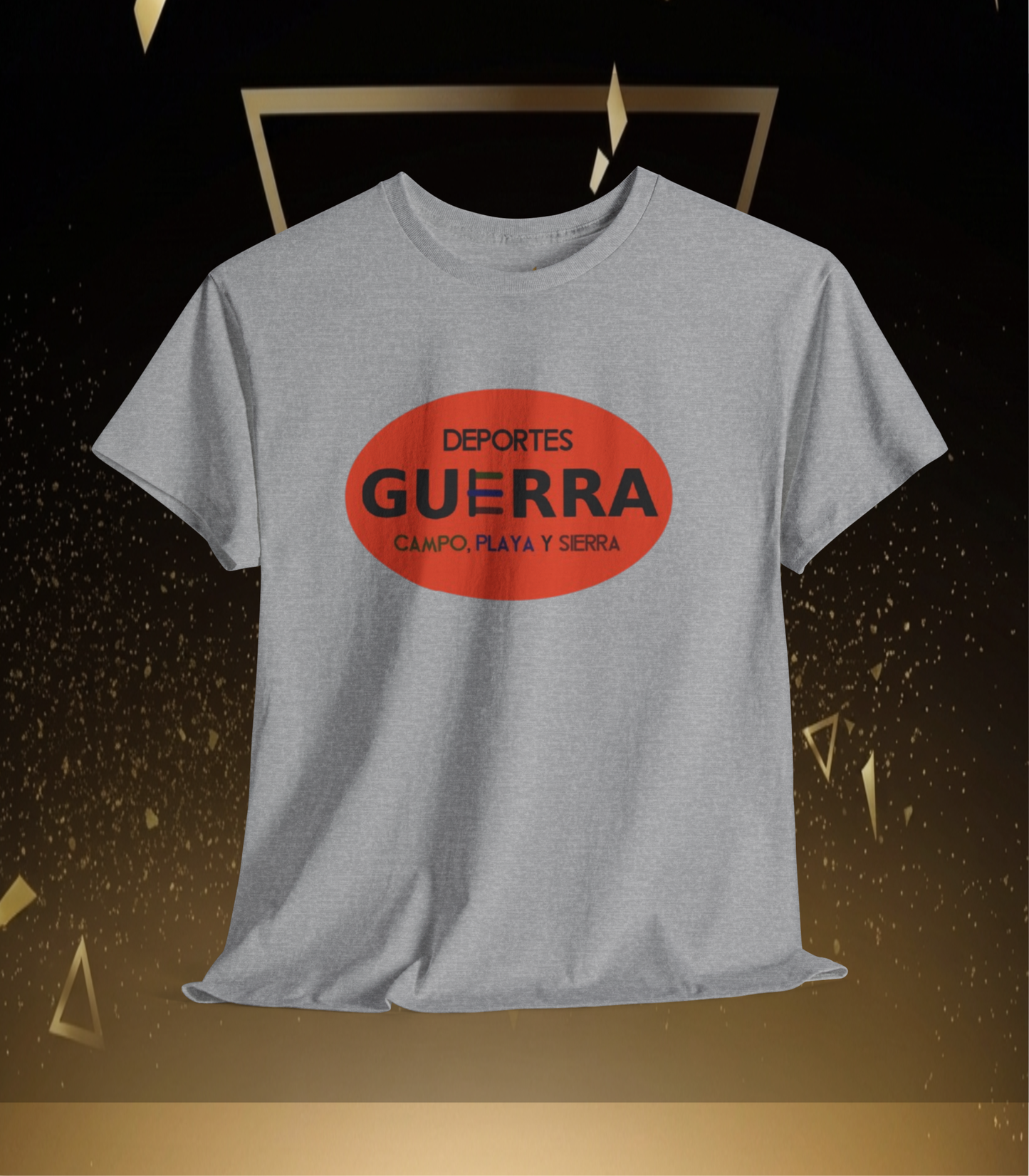 Divertida Camiseta Grafica "Deportes Guerra, Campo, Playa y Sierra" Estilo Unisex